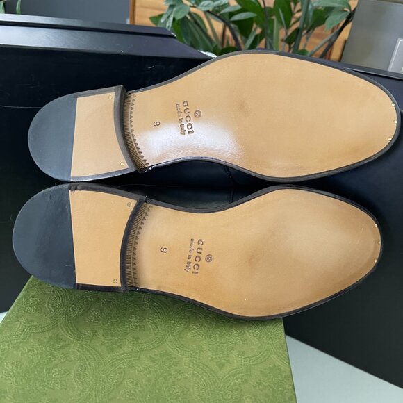 GUCCI Men's Chain Calf Black Leather Loafer, 739774, Gucci 11 - Picture 14 of 16